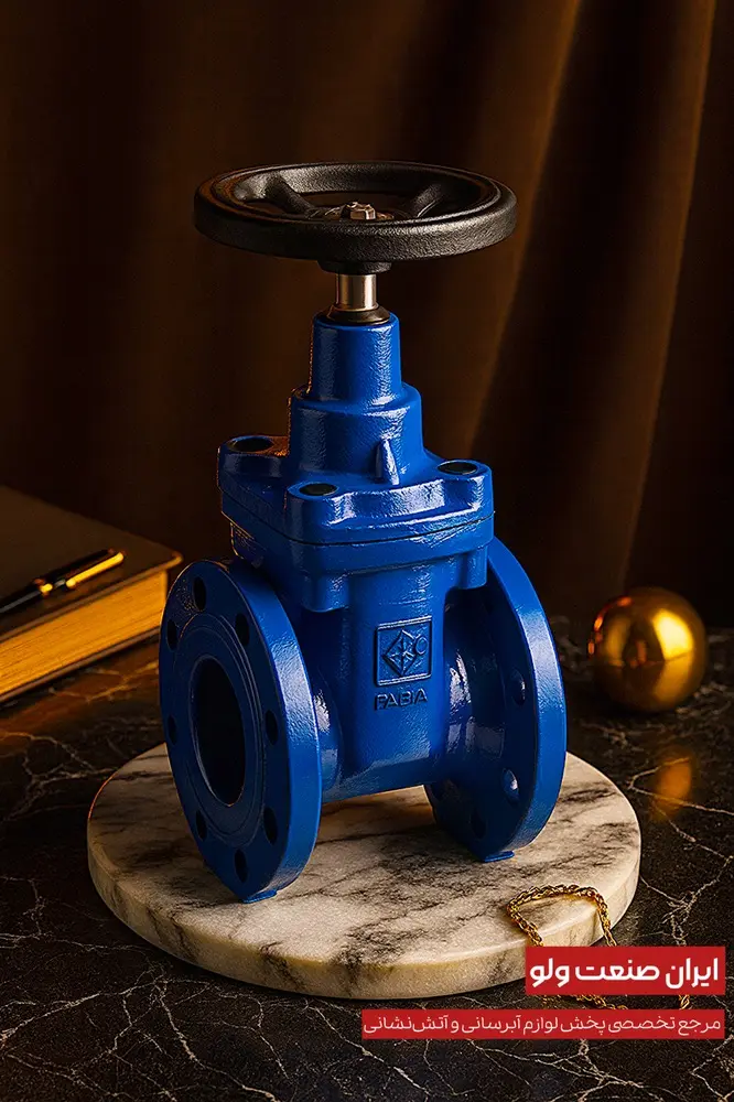 نمای باز شده شیرفلکه کشویی لاستیکی ۸ اینچ