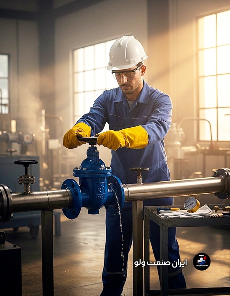 نمای کناری شیرفلکه کشویی فلزی ۲ اینچ