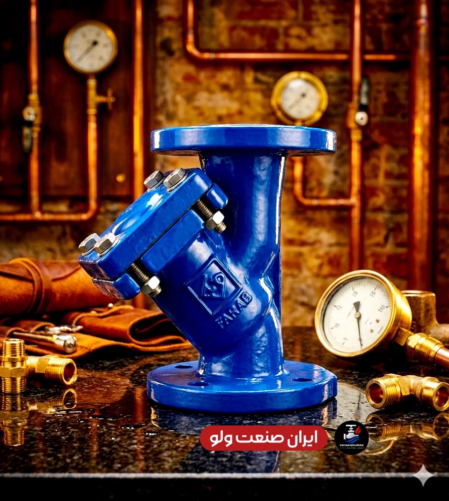 شیر صافی چدنی فاراب سایز ۳ اینچ - نمای کامل با اتصال فلنجی